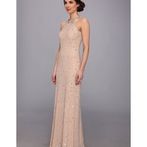 Adrianna Papell Caviar Taupe Pink Beaded Gown - 10
